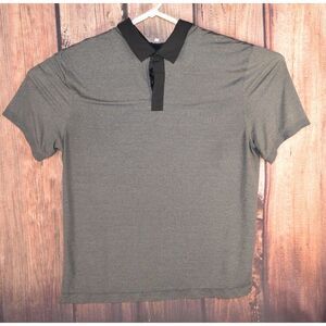 Lululemon Polo‎ Shirt Mens Size XL X-Large Gray Black Short Sleeve
